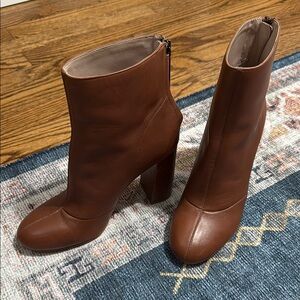 French Connection Brown Heeled Boots with Chunky Heel